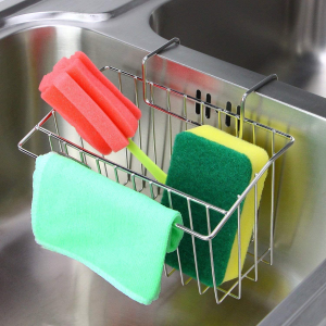 Sponge Holder, Sink Caddy Kitchen Brush Soap Dishwashing Liquid Drainer Rack – Stainless Steel