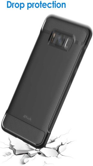 Jetech Slim Fit Case Compatible with Samsung Galaxy S8, Thin Phone Cover with Shock-Absorption and Carbon Fiber Design (Black)