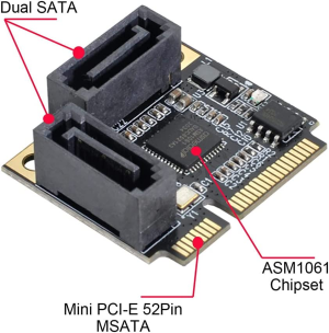 Xiwai Mini PCI-E PCI Express to SATA 3.0 Dual Ports Adapter Converter Hard Drive Extension Card