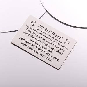 HAMYUTA to My Wife Card Gifts from Husband Stainless Steel Engraved Wallet Card I Love You Gifts for Wife Anniversary Valentines Day Card for Her Birthday Christmas Presents from Husband (Wife)