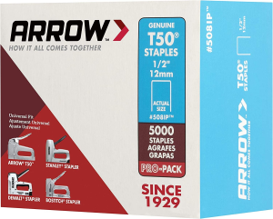 Arrow T50 Staples 5000 Pack, (12 Mm) 1/2-Inch Leg Length