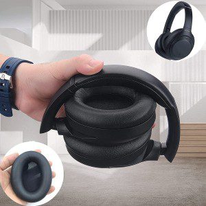 WH-1000XM4 Ear Cushions Replacement Noise Isolation Ear Pads Compatible with Sony WH1000XM4 Wireless Noise Canceling Over-Ear Headphones- Added Thickness & Plastic Stick(Black)