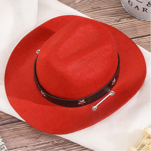 AWOCAN Pet Dog Costume Cowboy Hat Cosplay Cap Puppy Pet Dog Cat Holiday Pet Party Decoration (RED)