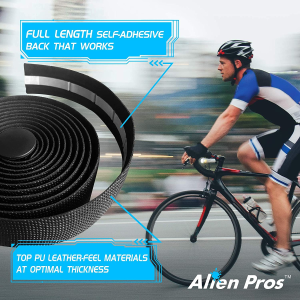 Alien Pros Bike Handlebar Tape PU (Set of 2) Black Red White Pink Blue – Enhance Your Bike Grip with These Bicycle Handle Bar Tape – Wrap Your Bike for an Awesome Comfortable Ride