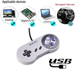 2 Pack Retro SNES USB Super NES Controller,Kiwitata Super Classic PC USB Controller Colorful Gamepad Gamestick Joysticks for Windows PC MAC Retro Pi