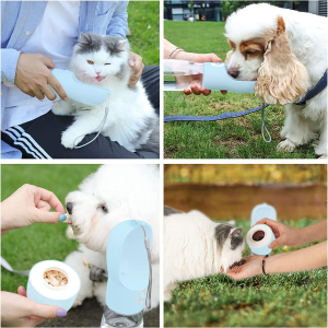 Portable Dog Water Bottle,Dogwater Bottles for Walking Can Carry Dog Food,Multi-Function Travel Dog Bowls,Can Disassemble Pet Water Dispenser Combination,Try in Cats and Dogs (Blue)