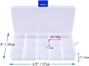 Anyumocz 6 Pack 15 Grids Plastic Crafts Storage Boxes with Adjustable Dividers,Jewelry Organizer Container for Beads Earrings Rings,Clear