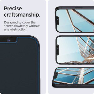 SPIGEN EZ Fit Glas.Tr Slim Screen Protector Designed for Apple Iphone 14/13 / 13 Pro [6.1-Inch] Auto Alignment Kit Premium Tempered Glass [2-Pack] – Clear