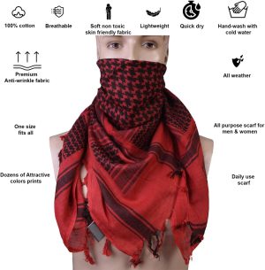 Shemagh Scarf Men & Women Tactical 100% Cotton Military Head Neck Wrap Shawl Motorcycle Hiking Paintball Face Mask 42”X42”