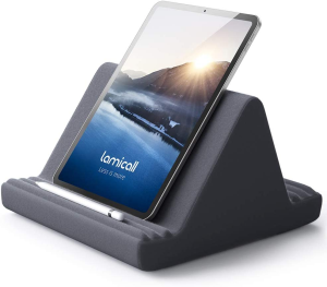 Tablet Pillow Stand, Pillow Soft Pad for Lap – Lamicall Tablet Holder Dock for Bed with 6 Viewing Angles, Compatible with Ipad Pro 9.7, 10.5,12.9 Air Mini 4 3, Kindle, Galaxy Tab, E-Reader – Dark Gray