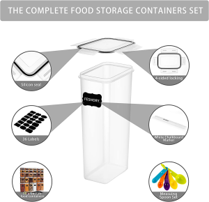 [30 Pack] Feshory Airtight Food Storage Container Set -Pantry Storage Containers Organiser & Cereal Storage Containers for Kitchen Storage & Organisation with 100% Leak Proof Lids