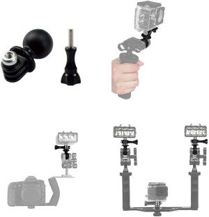 Ball Head Mount Adapter (1-Inch Diameter Ball) with Thumb Screw for Gopro Hero 11/10/9/8/7/(2018)/6/5 Black,Session 5/4,Hero 3+,DJI Osmo Action,Akaso/Campark/Yi Action Camera