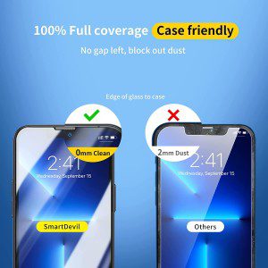 Smartdevil Screen Protector for Iphone 14 and Iphone 13/13 Pro【Full Coverage】【Case Friendly】Tempered Glass Film with Installation Tool, High Definition,9H Hardness Shockproof, Anti-Scratch -2 Pack