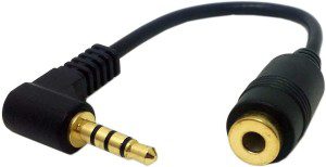 CY 10Cm 90 Degree Right Angled 3.5Mm 3Poles Audio Stereo Male to Female Extension Cable Black