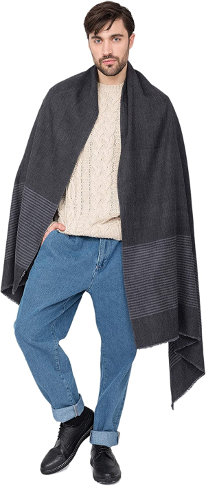 Likemary Wool Scarf for Men – Winter Scarf Mens – Merino Wool Blanket Scarf – Ethical Gifts for Him – Twill Stripes