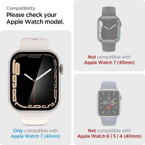 SPIGEN Proflex EZ Fit Tempered Glass Screen Protector Designed for Apple Watch Series 9/8/7 (41Mm) [2-Pack] – Black