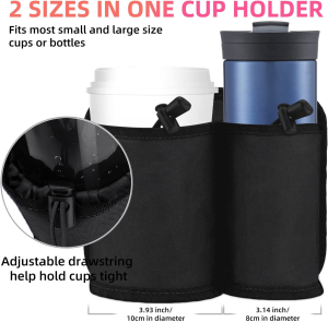 WALNEW Luggage Travel Cup Holder Hands-Free Drink Caddy Attachment Drinks Carrier for Drink Beverages Coffee Mugs Fits Roll on Suitcase Handles Travel Accessories