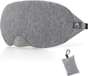 Mavogel Cotton Sleep Mask – Light Blocking Sleep Eye Mask, Includes Travel Pouch, Soft, Comfortable, Blindfold, 100% Handmade, Sleep Mask for Travel/Sleeping/Shift Work/Meditation,Grey