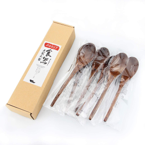 Wooden Spoon, 6-Pack Japanese Nanmu Long Handle Turtle Shell Pattern Handmade Spoon Rice Dessert Ramen Chocolate Cereal Cooking and Eating Table Spoon Kitchen Restaurant Utensils