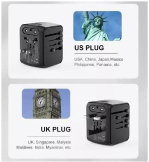 TECHNIA All in One Universal Travel Adapter Plug Universal Travel Adapter, Smart Plug International Travel Adapter with USB Type-C Wall Charger UK/EU/US/AU. Portable Multiple Device Charging. White