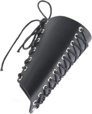 HZMAN Unisex Faux Leather Gauntlet Wristband Wide Bracer Arm Armor Cuff