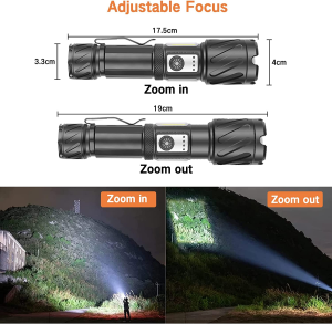 Torch, Rechargeable Flashlight 15000 High Lumen Super Bright Torch, Tactical Flashlight, 6 Modes with 2 COB Light, Adjustable Zoomable, Magnetic Waterproof Flash Light for Camping Emergencies Hiking