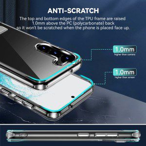 T Tersely Clear Stand Case Cover for Samsung Galaxy S23, with Metal Kickstand, Crystal Clear Scratch-Resistant Hard Back Slim Cover, Wireless Charging Compatible