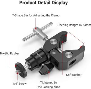 SMALLRIG Super Clamp Mount with Ball Head Mount Hot Shoe Adapter and Cool Clamp – 1124