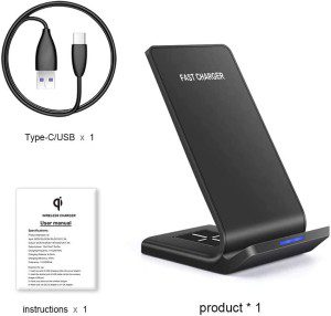 2 in 1 Wireless Charger 15W Fast Wireless Charger Stand Compatible with iPhone 14 15 Pro Max/13 Pro/12/11/XS MAX/XR/8,Airpods 2/3/Pro,Wireless Charging Dock for Samsung Galaxy S22/S21/S20/Note/Buds