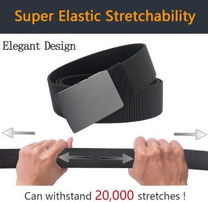 Elastic Men Belt, Metal Buckle Nylon Fabric Golf Belt Adjustable Waist