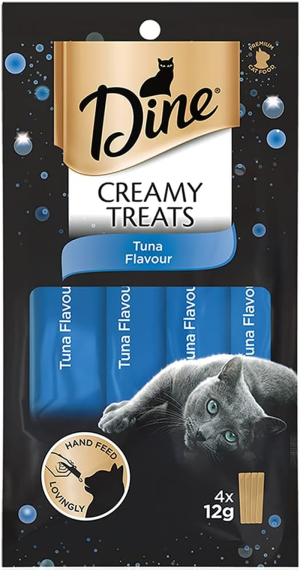 DINE Creamy Treats Cat Treats, Tuna Flavour, 32 X 12G Sachets (32 Sachets)