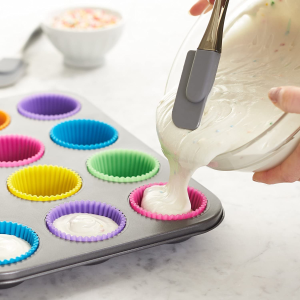 Silicone Cupcake Liners 2 ×2.75× 1.29 Inches, Nonstick/Heat Resistant/Reusable Silicone Muffin Baking Cups Silicone Jelly Molds (12Pack)