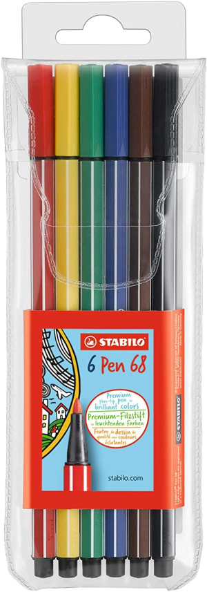 STABILO Premium Felt Tip Pen – Pen 68 – Wallet of 15 – Assorted Colours