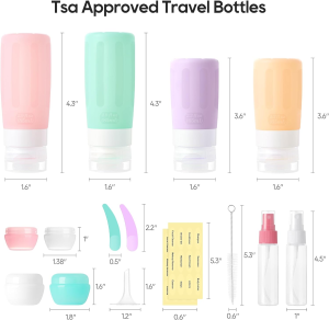 16 Pack Travel Bottles Set for Toiletries, Morfone TSA Approved Travel Containers Leak Proof Silicone Squeezable Travel Accessories 2Oz 3Oz for Shampoo Conditioner Lotion Body Wash (BPA Free)