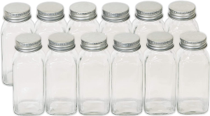 Simplehouseware Square Spice Jar Bottles W/Labels (6Oz), 12 Pack