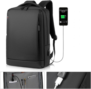 Slim Laptop Backpack Business Travel Durable Laptops Backpack with USB Charging Port College School Computer Bag for Women & Men Fits 15.6 Inch Laptop and Notebook (Black)