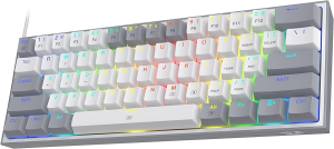 Redragon K617 Fizz 60% Wired RGB Gaming Keyboard, 61 Keys Compact Mechanical Keyboard W/White and Grey Color Keycaps, Linear Red Switch, Pro Driver/Software Supported