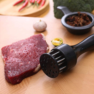 Meat Tenderizer Tool Stainless Steel Needle Ultra Sharp Stainless Steel Sharp Needle Blade with Automatic Rebound Safety Lock, Cooking Tool for Tenderizing Beef, Turkey, Chicken, Fish, Steak, Veal, Pork