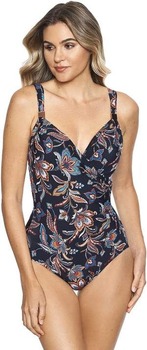 Miraclesuit Scotch Floral Siren Women’S Crossover One Piece Swimsuit, Size