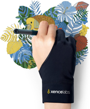 XENCELABS, Artist Glove, Drawing Glove Left Right Hand for Drawing Tablet, 2 Finger Glove for Drawing