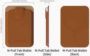 Vegan Leather Wallet for Magsafe Wallet, Sinjimoru Magnetic Accordion Wallet Card Holder for Back of Cell Phone Case for Iphone 15 14 13 12 Series. M-Pull Tab Wallet Brown