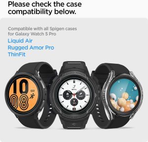 SPIGEN EZ Fit Glas.Tr Slim Screen Protector Designed for Samsung Galaxy Watch 5 Pro (45Mm) 9H Tempered Glass Screen Protector [2-Pack] – Clear