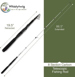 Telescopic Fishing Rod, Lightweight Carbon Fiber – Collapsible Freshwater and Saltwater Fishing Pole for Travel, Boating Trips – Durable, Premium Quality Rods, Poles, Gear