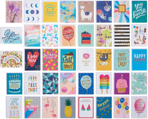 American Greetings Deluxe Birthday Card Assortment, Bright & Cheerful (40-Count)