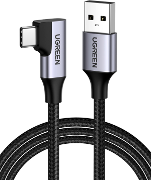 UGREEN USB C Cable 3.0 Fast Charge USB a to USB C Cable 3A Right Angle Nylon Braided Type C Cord 5Gbps Compatible with Galaxy S23 S22, Iphone 15, Oculus Quest 2, Android Auto, PS5, Switch, LG, 0.5M