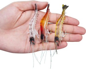 WANBY Fishing Shrimp Lures Artificial Silicone Soft Bait Set Luminous Swimbait Shrimp Fishing Lure with Hooks Fishing Tackle Freshwater/Saltwater