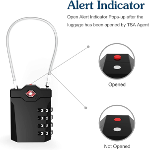 TSA Customs Code Lock, 4-Digit Light Weight Steel Wire Lock, Small Combination Padlock Ideal for Travel, Suitcase,Luggage,Baggage Cabinets,Toolbox,Case (Silver)