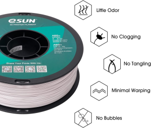 Esun 3D Printing Filament ABS PRO plus Spool 1.75Mm 1KG Dimensional Accuracy +/- 0.05Mm for 3D Printers,Cold White