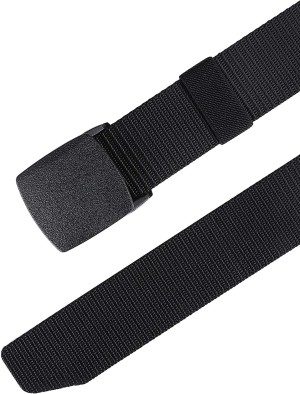 Mens Nylon Canvas Belt Adjustable for Regular & Big and Tall 30-62″ Waist Military Tactical Webbing with Plastic Buckle (Black, 36”-39”Waist)