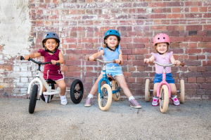 Coconuts Vintage Grey Kids Helmet with Magnetic No-Pinch Closure Match to Trybike